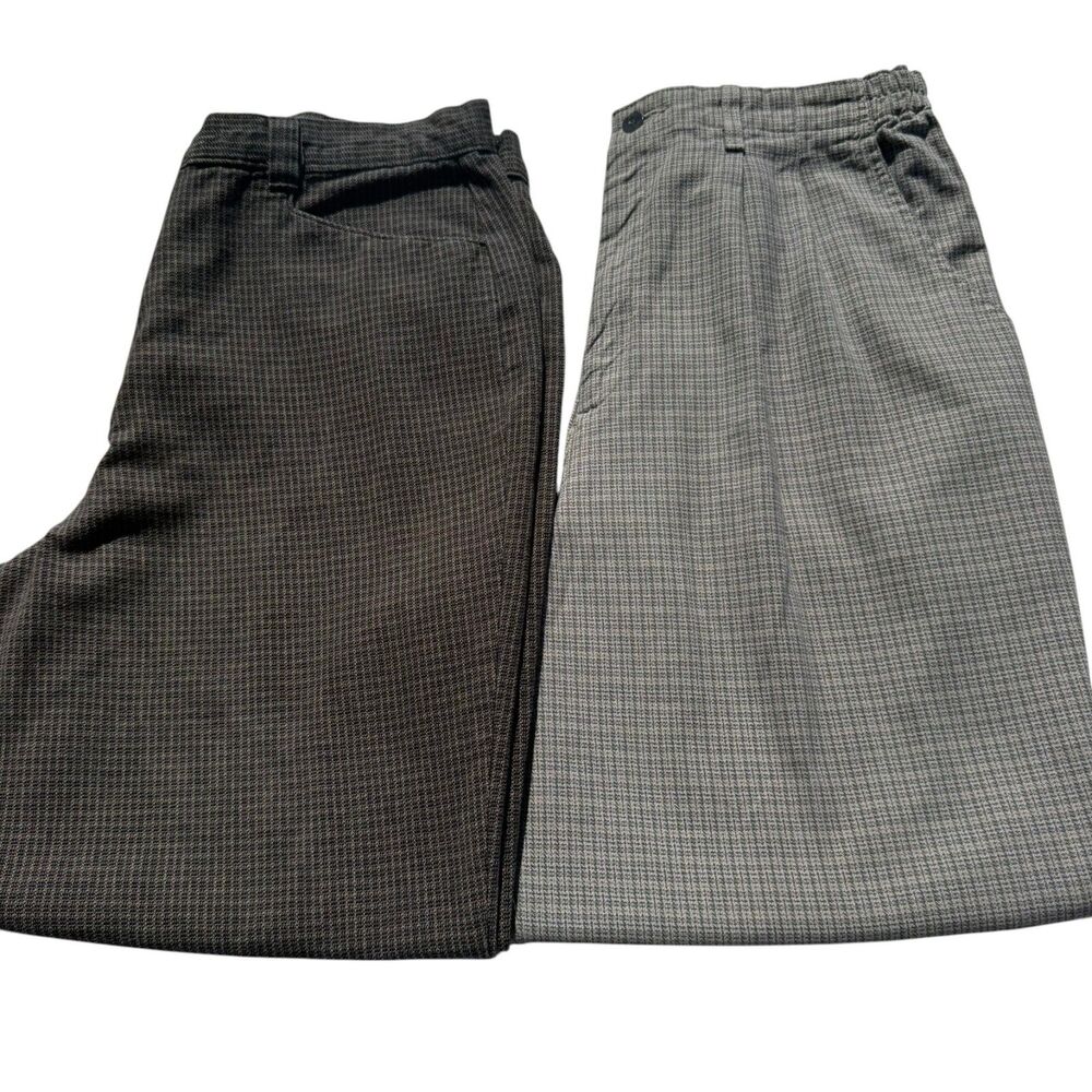 Vintage 1990s Lee Casuals Pants Lot of 2 33x28 Baggy Relaxed Straight Leg Plaid